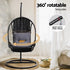 Gardeon Outdoor Egg Chair with Armrest, Stand & Cushion Black