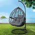 Gardeon Outdoor Egg Chair with Stand & Cushion Black/Grey