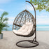 Gardeon Outdoor Egg Chair with Stand & Cushion Brown/Cream