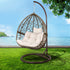 Gardeon Outdoor Egg Chair with Stand & Cushion Brown/Cream