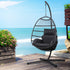 Gardeon Outdoor Swing Egg Chair with Stand & Grey Cushion
