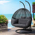 Gardeon 2 Seater Outdoor Egg Chair with Stand & Cushion Black/Grey