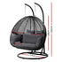 Gardeon 2 Seater Outdoor Egg Chair with Stand & Cushion Black/Grey