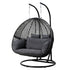 Gardeon 2 Seater Outdoor Egg Chair with Stand & Cushion Black/Grey