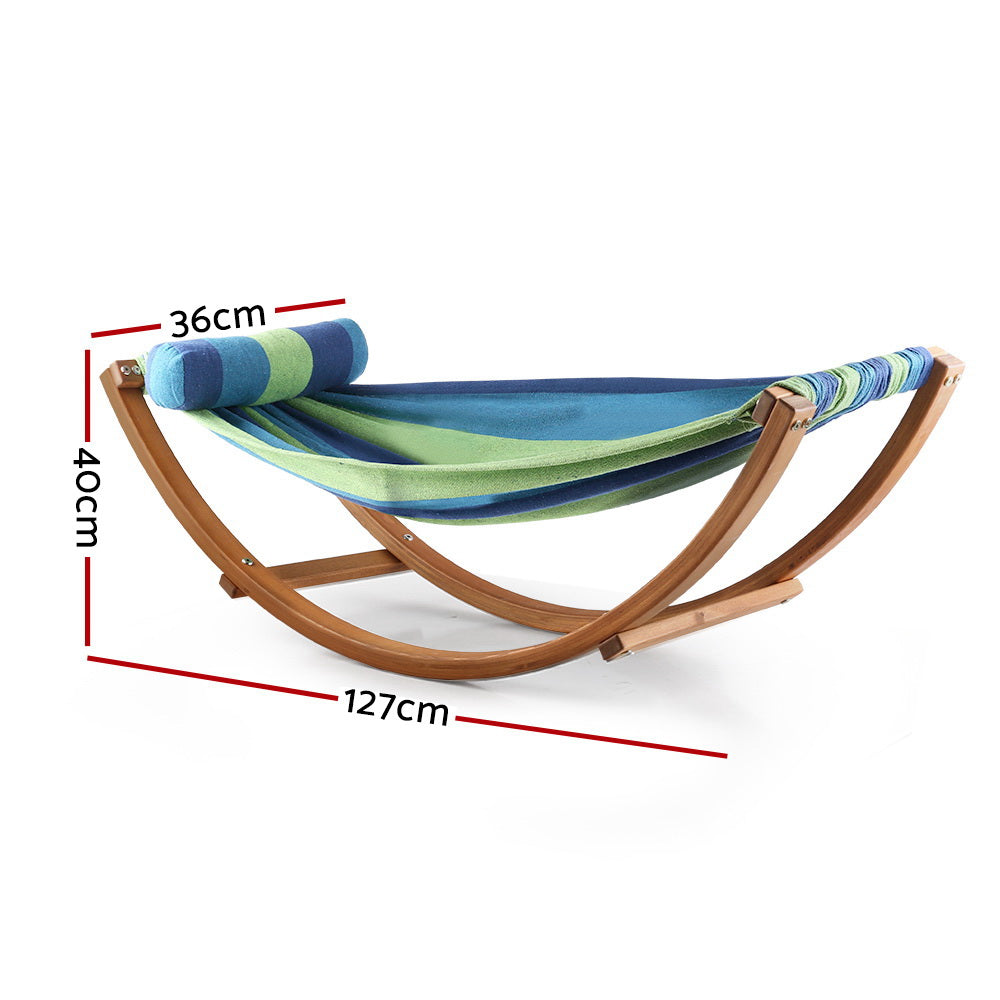 Gardeon Outdoor Kids Rocking Hammock with Wood Stand