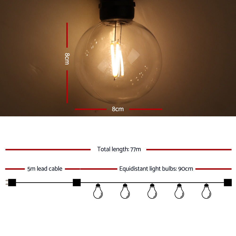 Festoon Lights 80mm Round 77m Kit