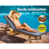 Gardeon Wooden Sun Lounger with Wheels Wood/Grey