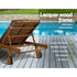 Gardeon Wooden Sun Lounger with Wheels Wood/Grey