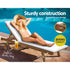 Gardeon Wooden Sun Lounger with Wheels White