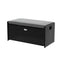 PE Wicker Outdoor Storage Bench Seat with Cushion Black