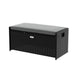 PE Wicker Outdoor Storage Bench Seat with Cushion Black