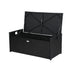 PE Wicker Outdoor Storage Bench Seat with Cushion Black