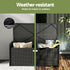 PE Wicker Outdoor Storage Bench Seat with Cushion Black