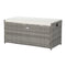 PE Wicker Outdoor Storage Bench Seat with Cushion Grey