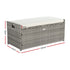 PE Wicker Outdoor Storage Bench Seat with Cushion Grey