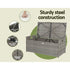 PE Wicker Outdoor Storage Bench Seat with Cushion Grey