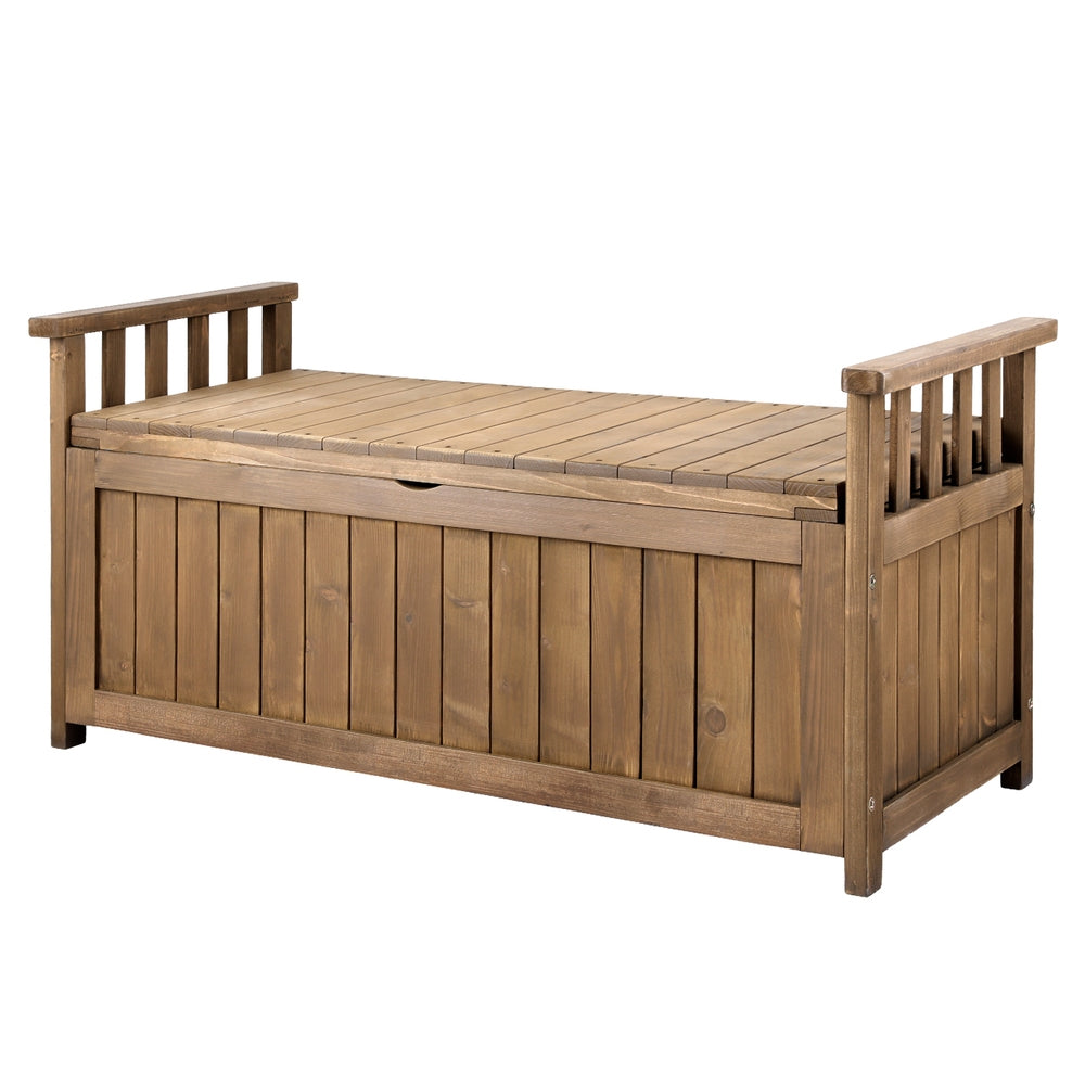 Wooden Outdoor Storage Bench Seat Brown 160L