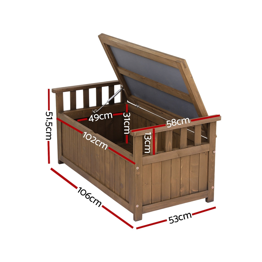 Wooden Outdoor Storage Bench Seat Brown 160L
