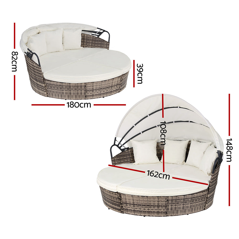 Gardeon Modular Outdoor Daybed Sun Lounge Beige
