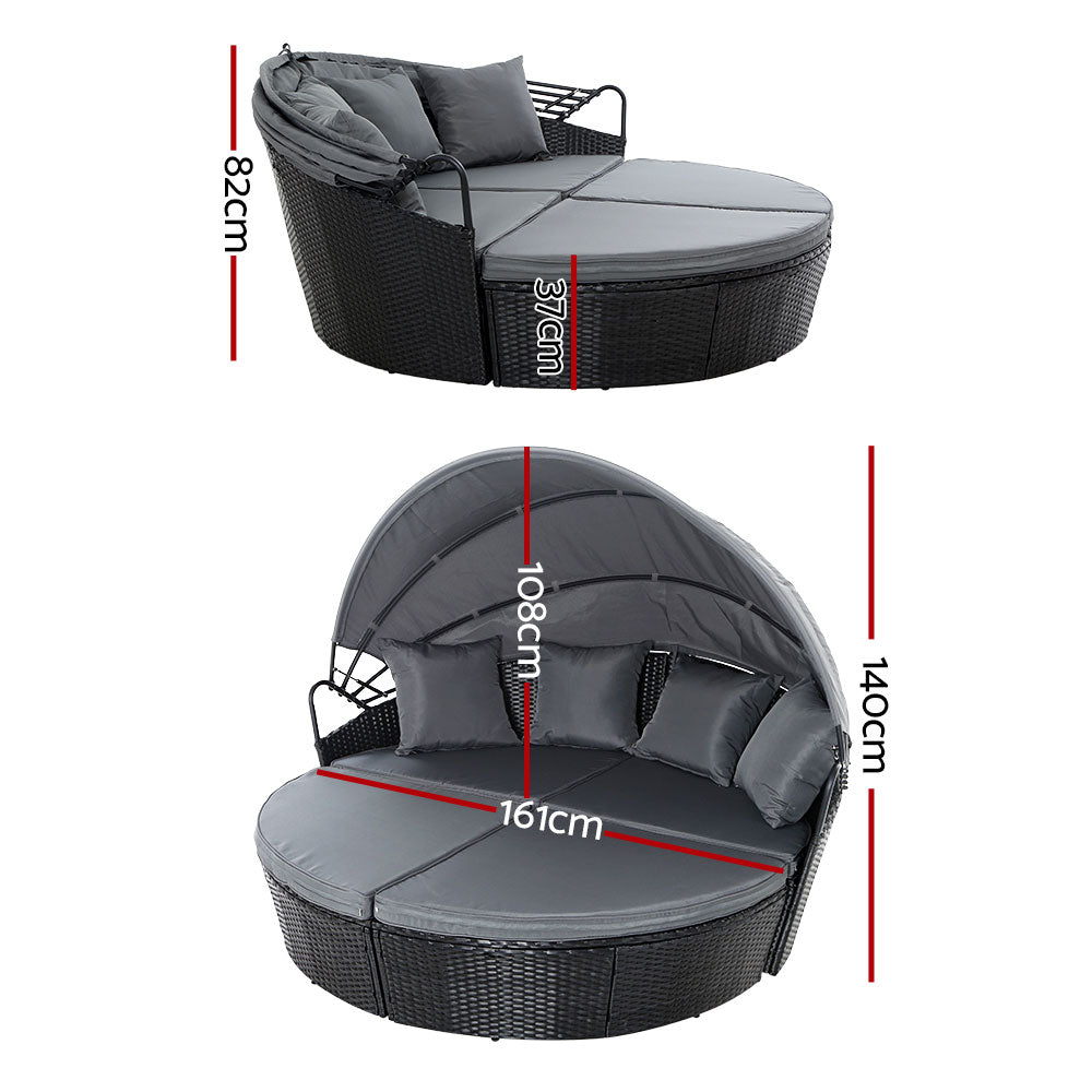 Gardeon Outdoor Daybed Sun Lounge Black