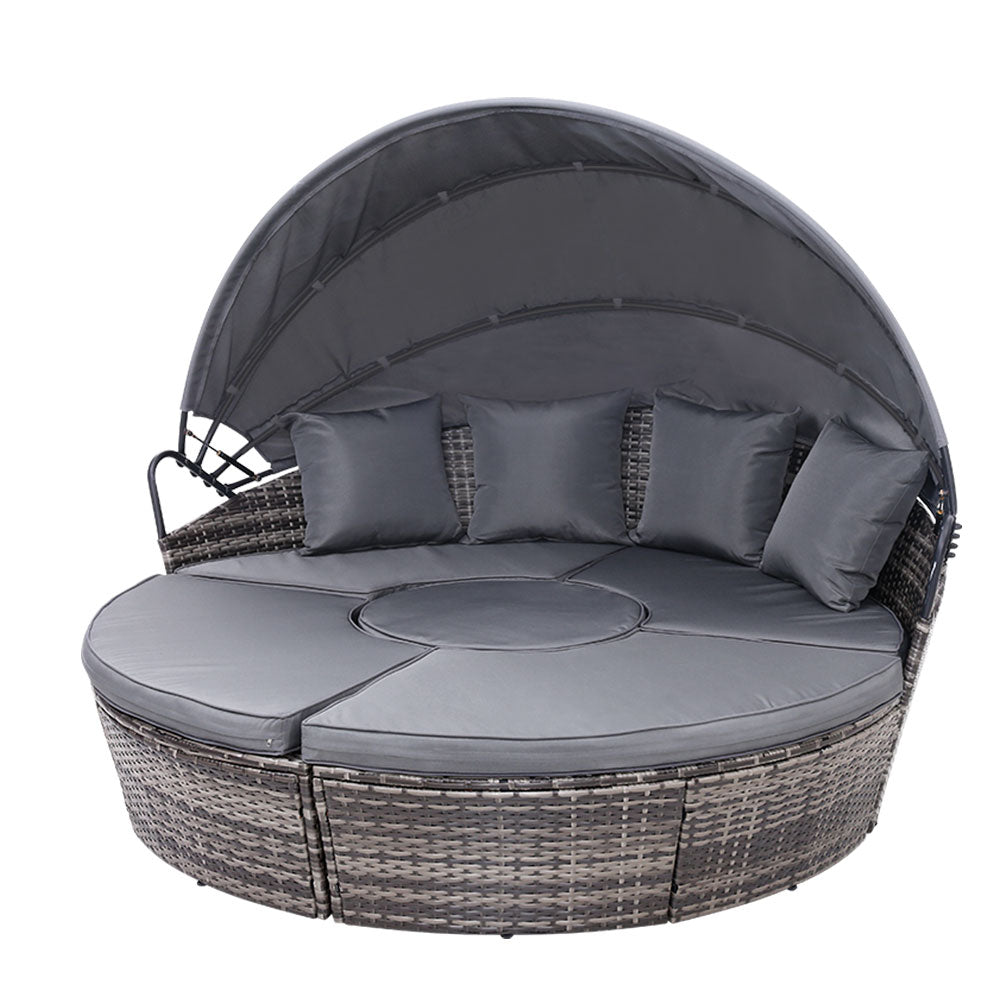Gardeon Outdoor Daybed Sun Lounge Set Grey