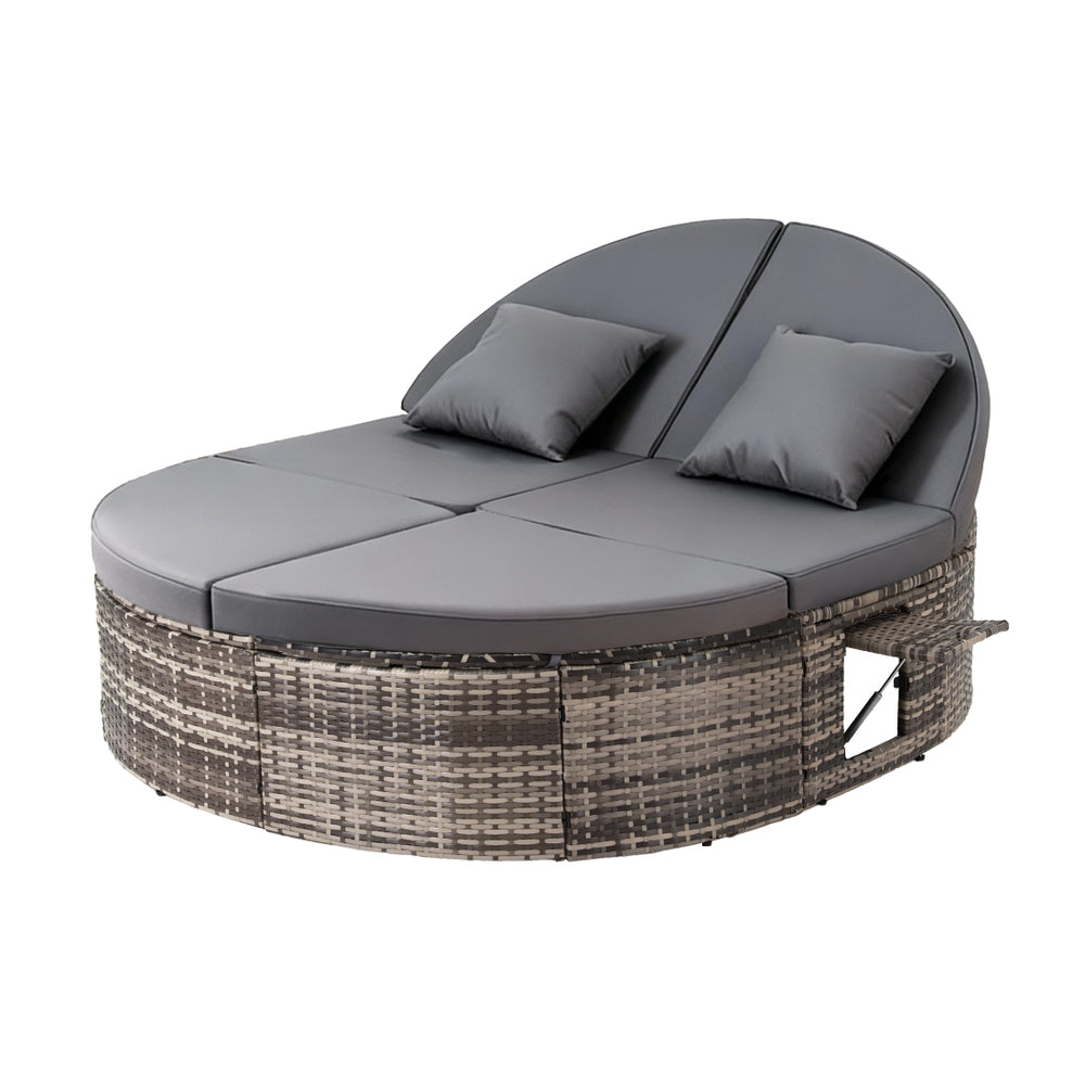 Gardeon Outdoor Daybed Sun Lounge with Retractable Side Tray