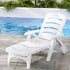 Gardeon Folding Sun Lounger Chair with Wheels White