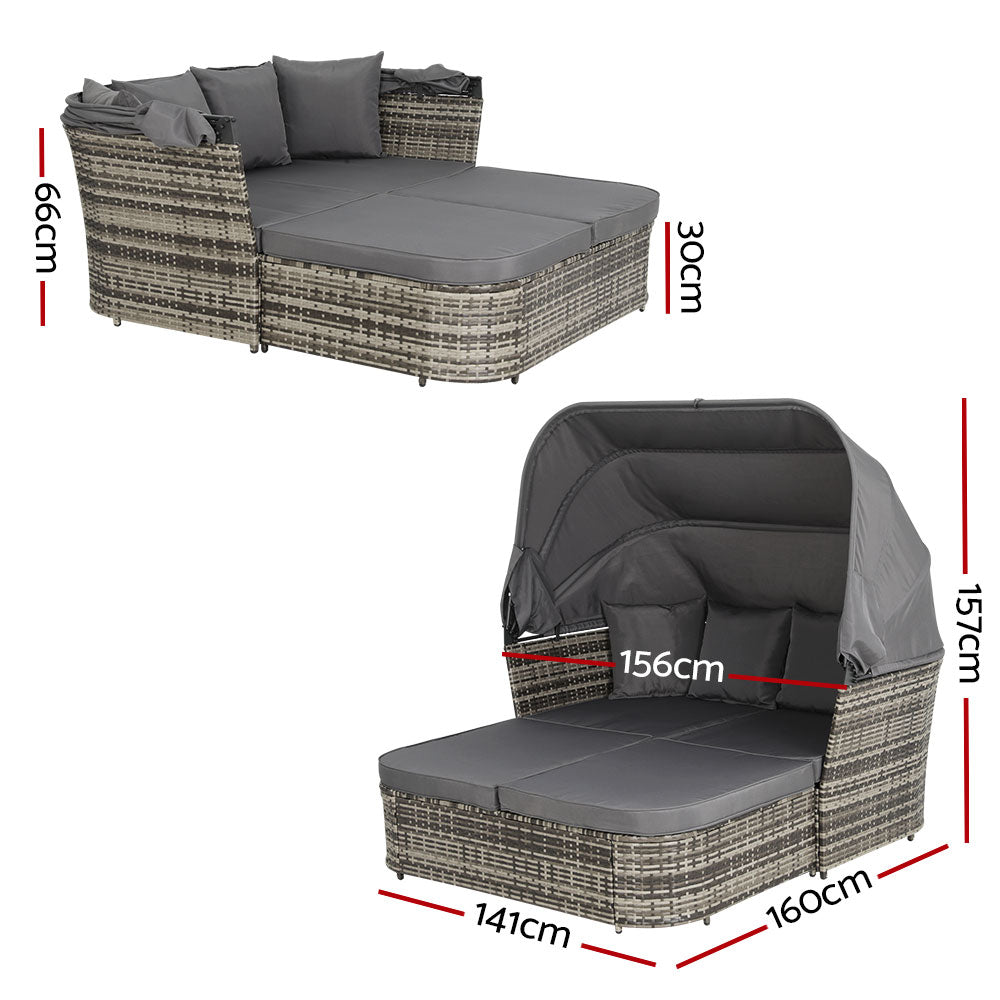 Gardeon Outdoor Daybed Sun Lounge Sofa Grey