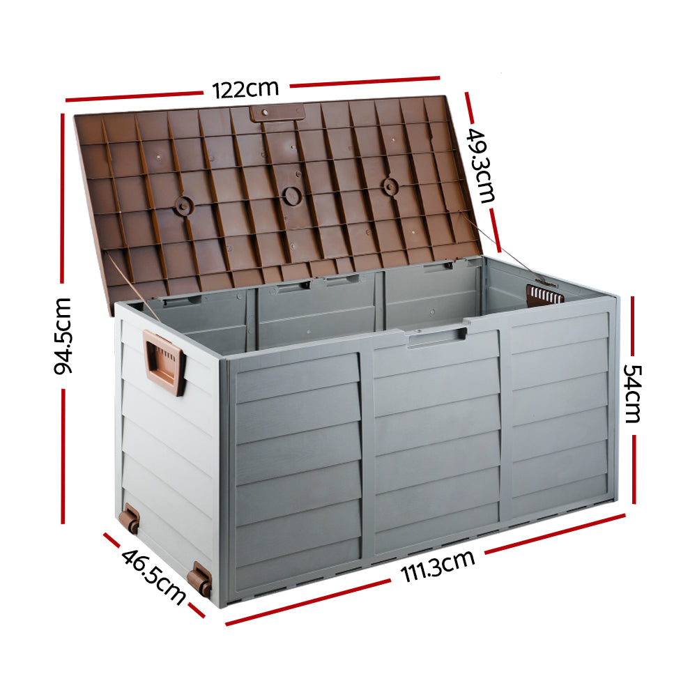 Lockable Outdoor Storage Box 290L Grey/Brown