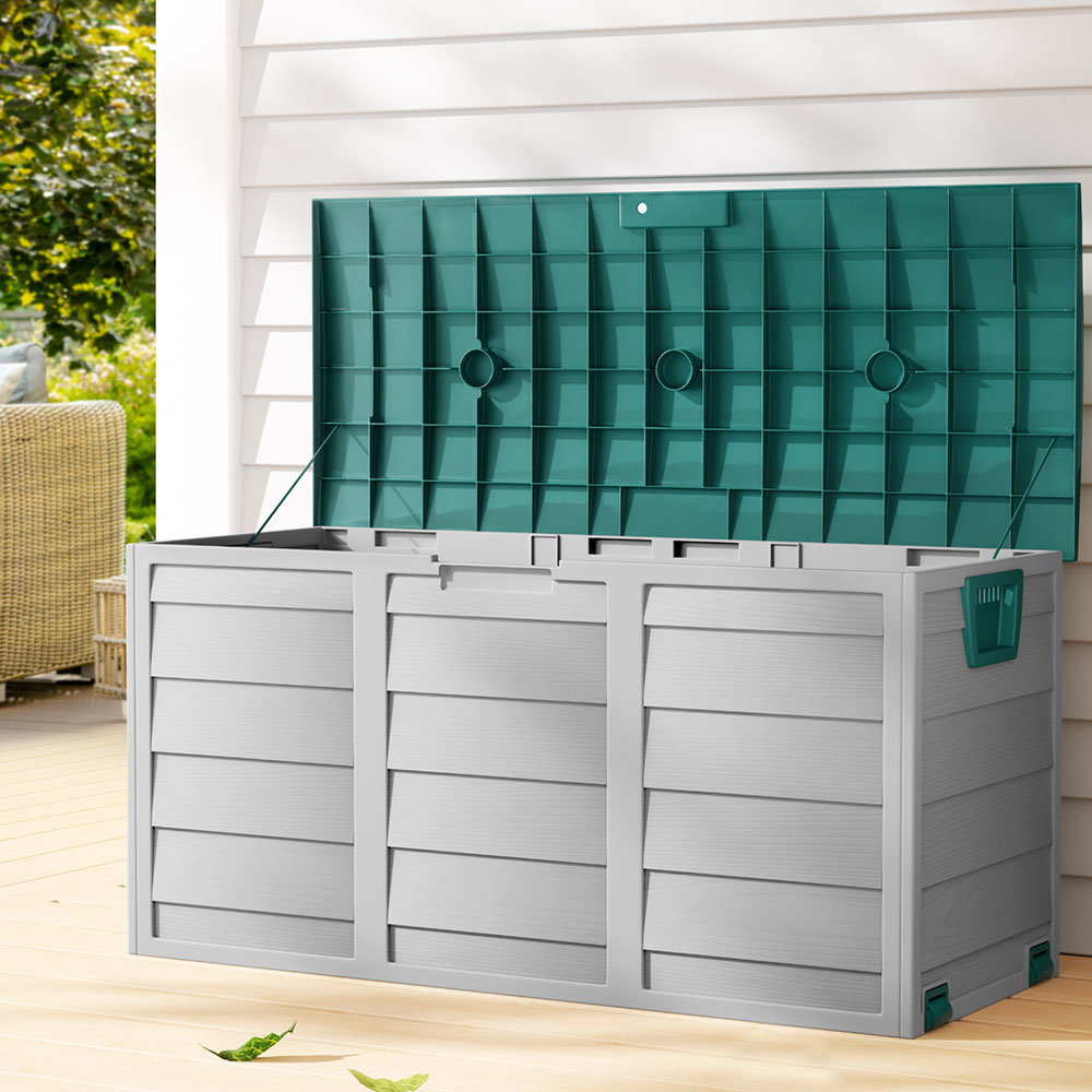 Lockable Outdoor Storage Box 290L Grey/Green