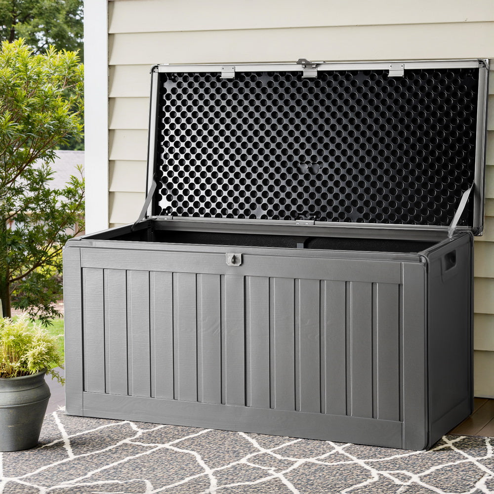 Lockable Outdoor Storage Box 190L Grey/Black