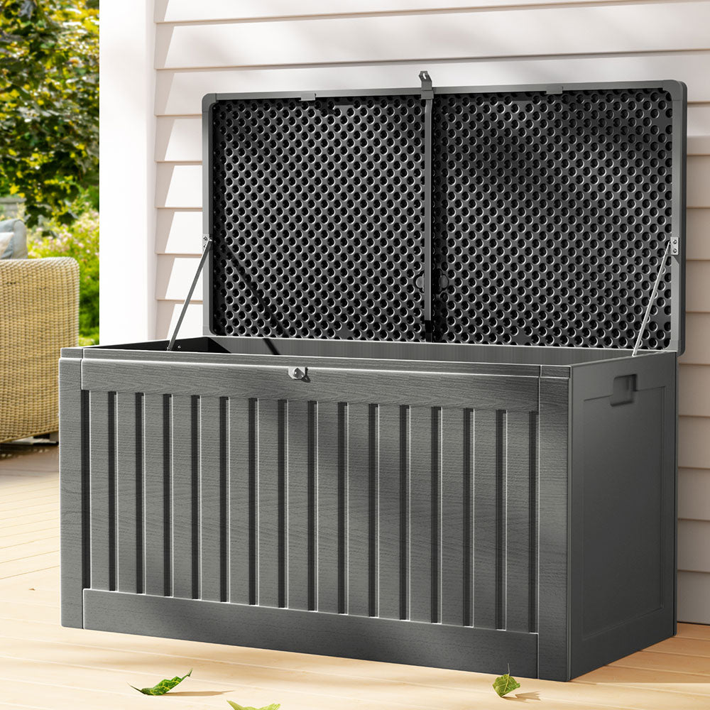Lockable Outdoor Storage Box 270L Grey/Black