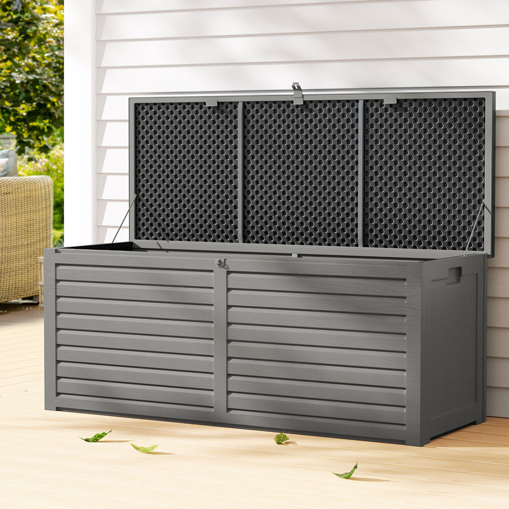 Lockable Outdoor Storage Box 390L Grey/Black