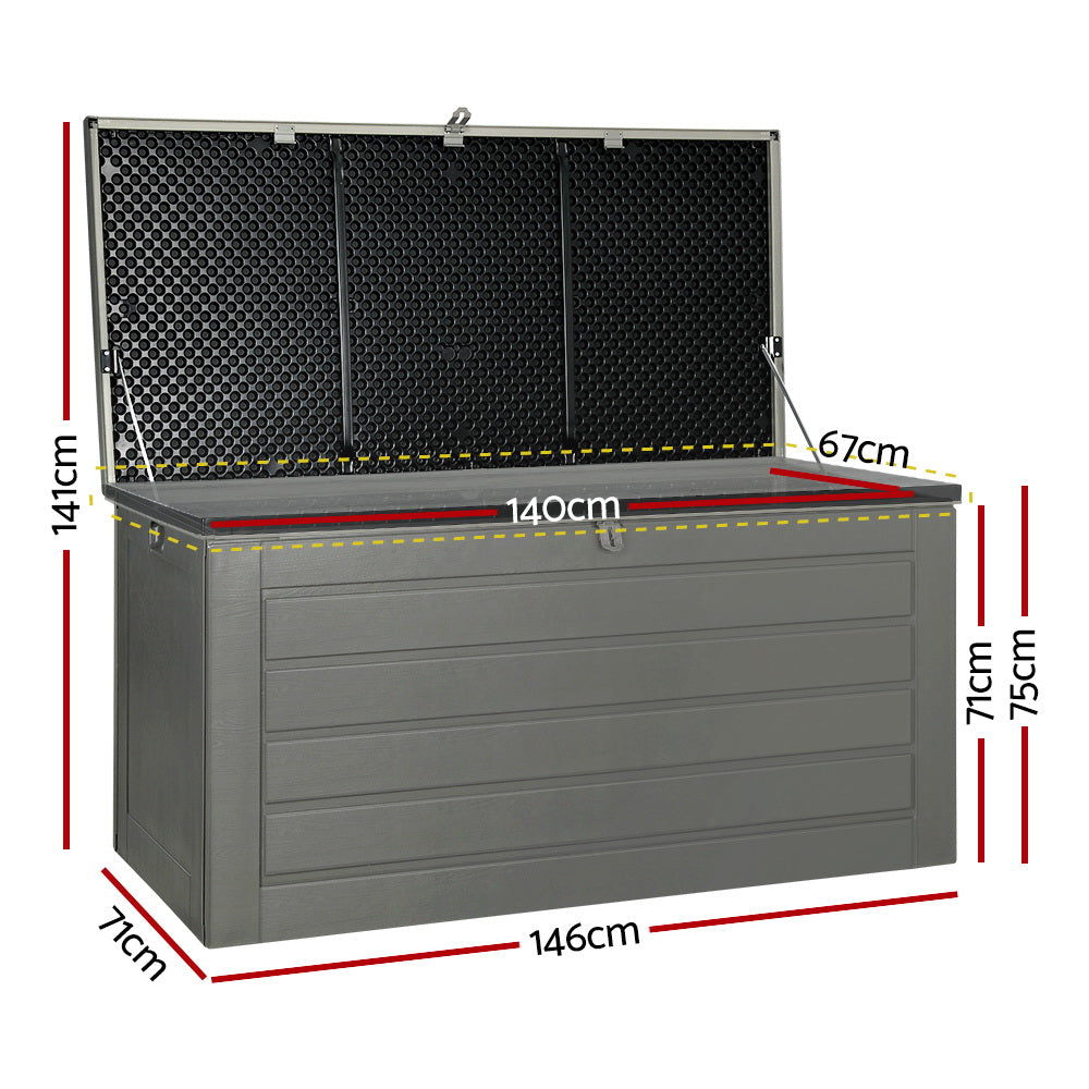 Lockable Outdoor Storage Box 680L Grey/Black