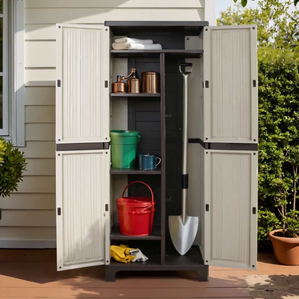 Lockable Outdoor Storage Cabinet 173cm Beige