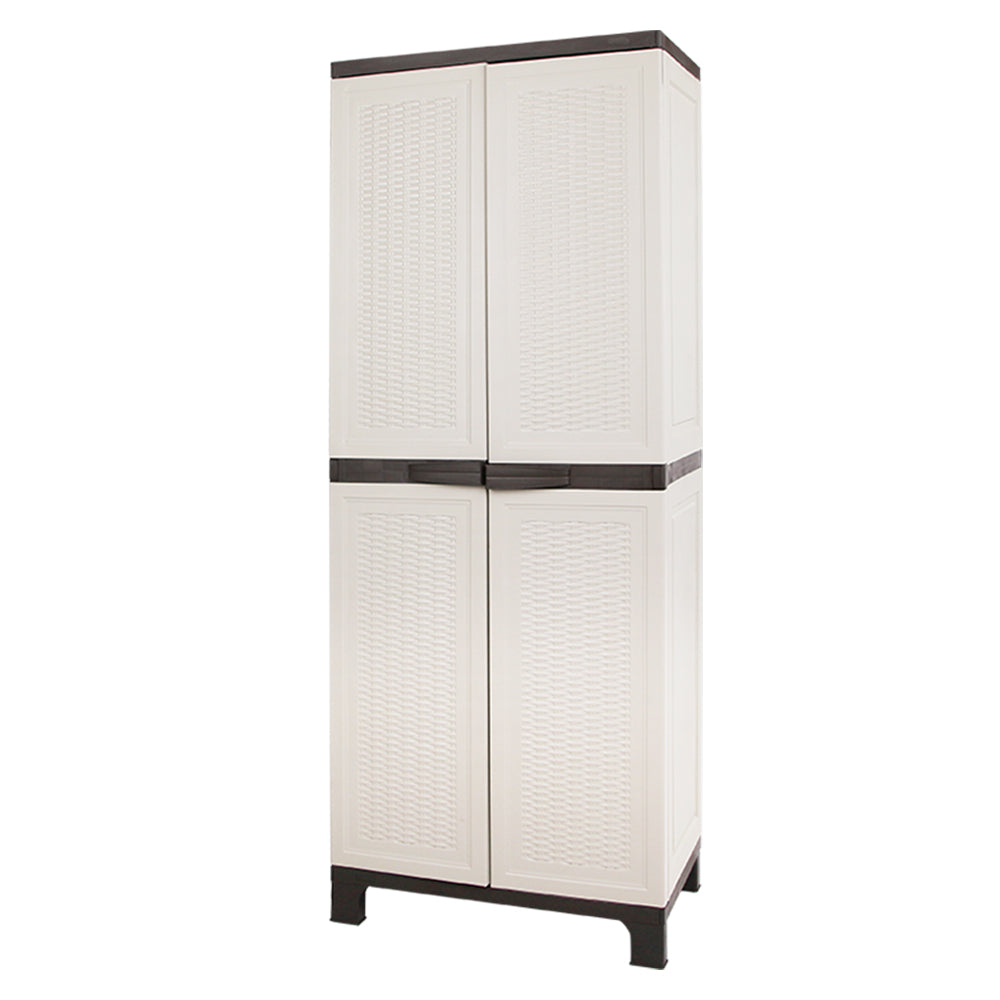 Lockable Outdoor Storage Cabinet 173cm Rattan Beige