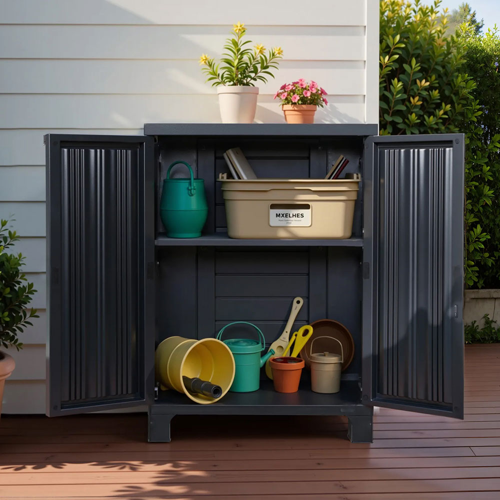 Lockable Outdoor Storage Cabinet 92cm Black