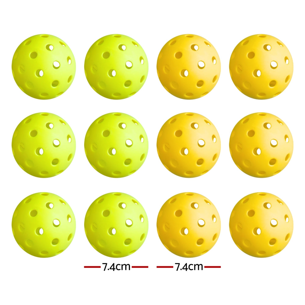 Everfit 12pc Pickleballs Set Green/Yellow