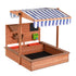 Keezi Kids Wooden Sandpit With Cover 110cm