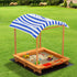 Keezi Kids Sandpit Wooden Sandbox with Canopy 146cm