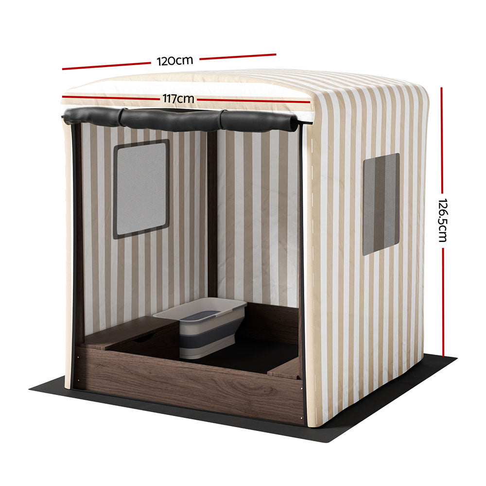 Keezi Kids Sandpit Wooden Sandbox with Canopy 120cm