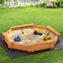 Keezi Kids Wooden Round Sandpit with Cover 182cm