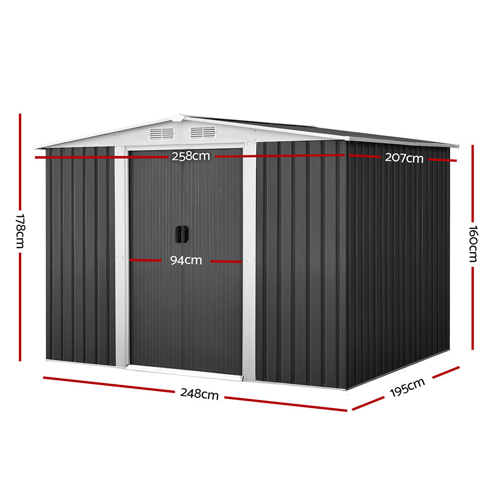 Garden Shed with Base 2.58m x 2.07m Grey