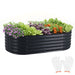 Oval Galvanised Steel Raised Garden Bed 160cm x 80cm x 42cm