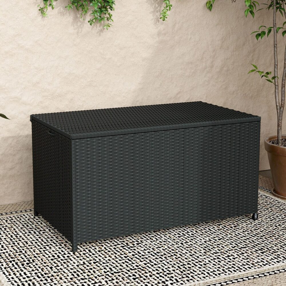 PE Wicker Outdoor Storage Box 320L Black