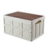 Collapsible Camping Storage Box with Wooden Lid 30L White