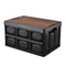Collapsible Camping Storage Box with Wooden Lid 30L Black
